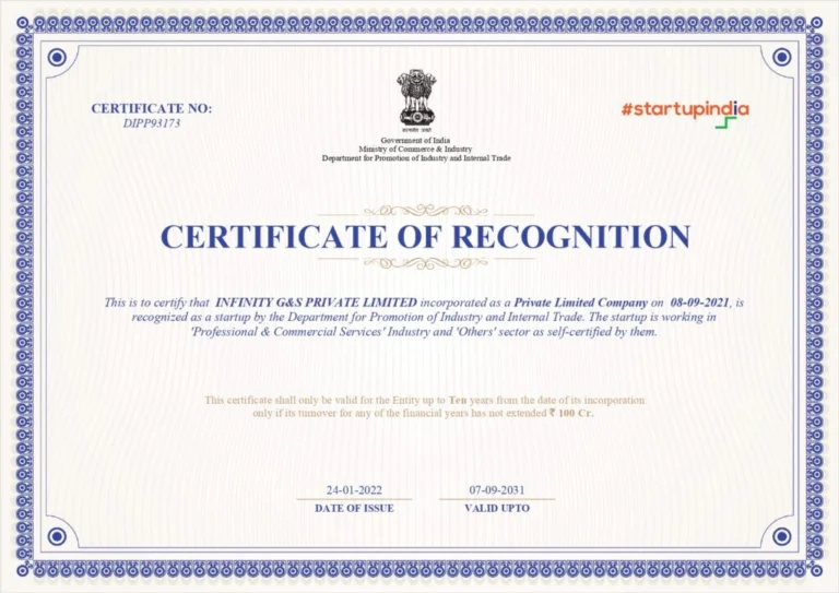 Infinitygns-Certificate-of-recognition-startup-India